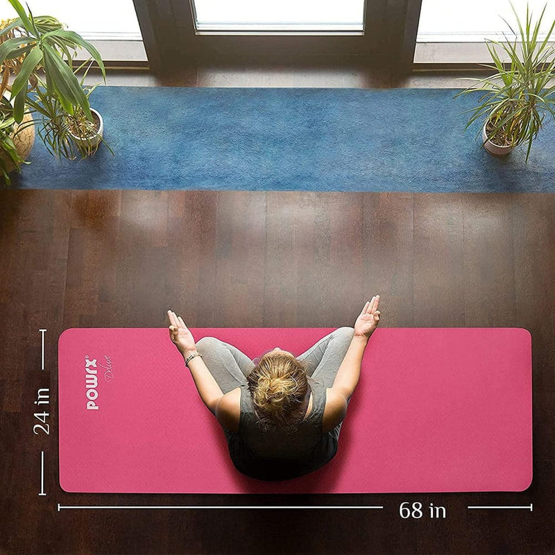 POWRX yoga mat size: approx. 173 cm x 61 cm x 0.6 cm non-slip