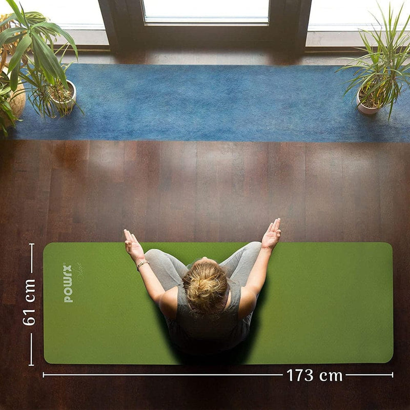 POWRX Exercise mat | Yoga mat Premium incl. carrying strap + bag |  Skin-friendly large yoga mat, XL, L, M, S, 0.6 Inches Thickness, Mats 